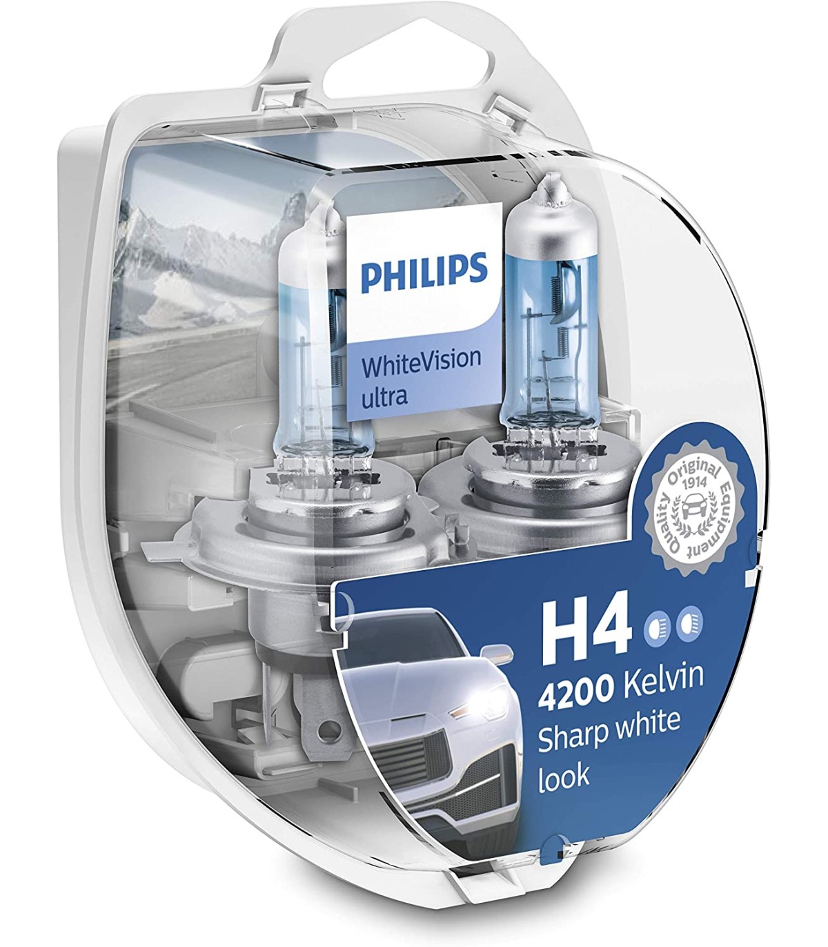 Philips - whitevision H4 - ultra - lampara - para -luces--de-coche